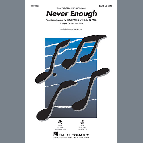 Product picture to: Never Enough (from The Greatest Showman) (arr. Mark Brymer)