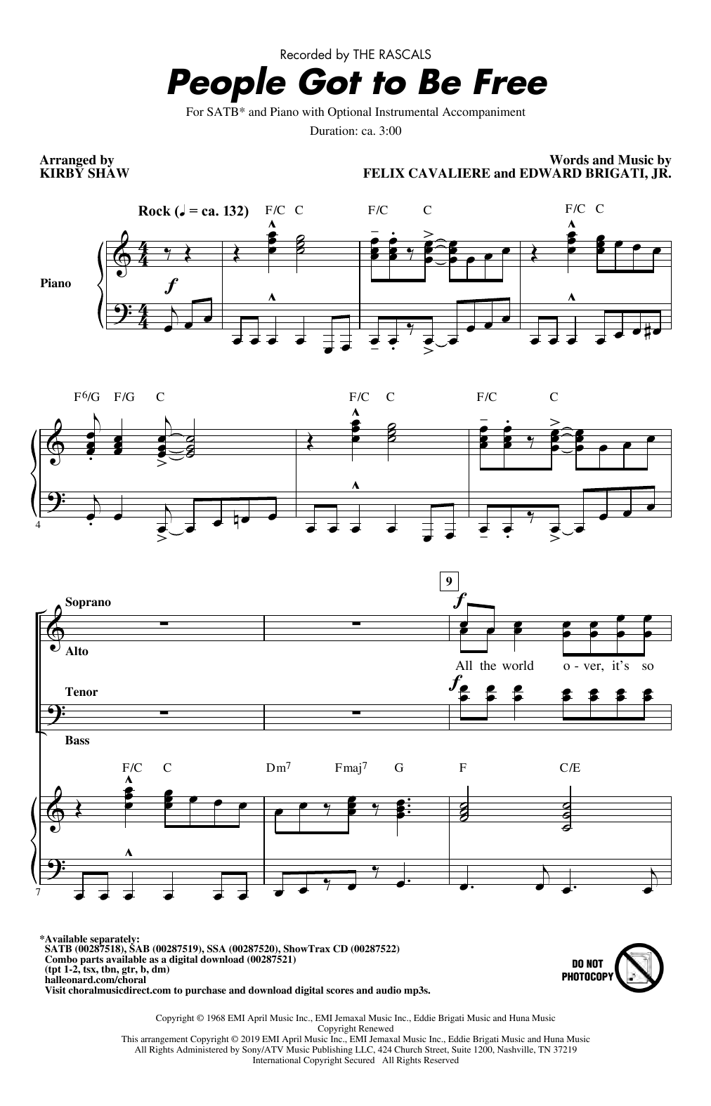 Produktgalerie: Seite 1 von 1 People Got To Be Free (arr. Kirby Shaw), The Rascals, Chor