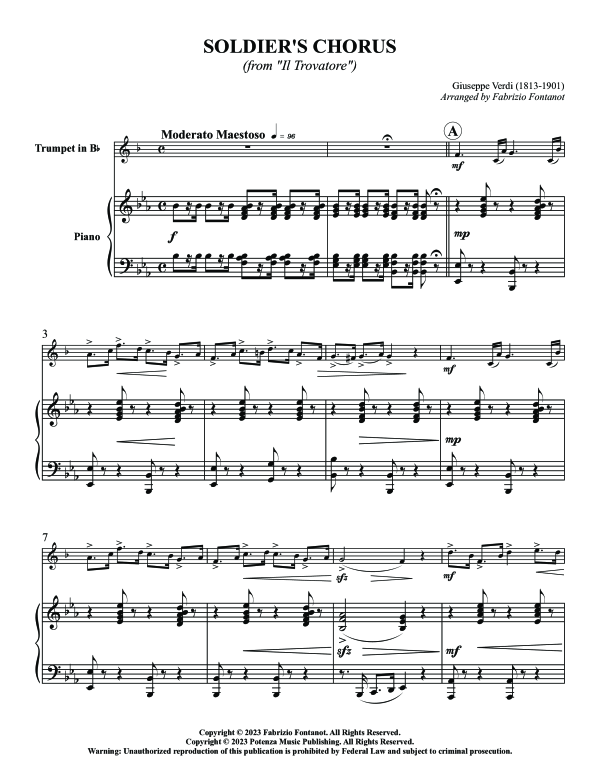 Produktgalerie: Seite 1 von 11 Soldier´s Chorus, , (Trompete in B und Klavier)