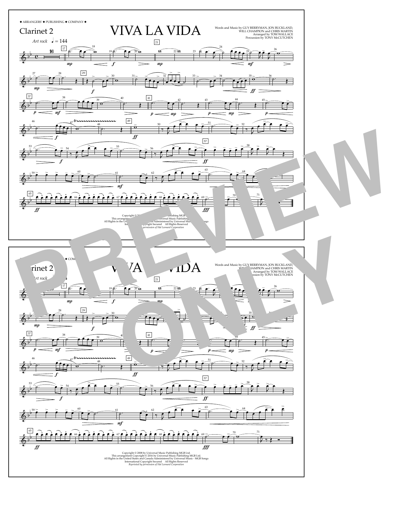 Produktbild zu: Viva La Vida - Clarinet 2