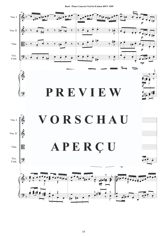 Produktgalerie: Seite 11 von 11 Klavierkonzert Nr. 8 D-Moll BWV 1059, , Klavier Solo und Streichorchester