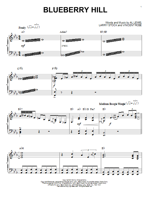 Product gallery: Page 1 of 1 Blueberry Hill (arr. Brent Edstrom), Fats Domino