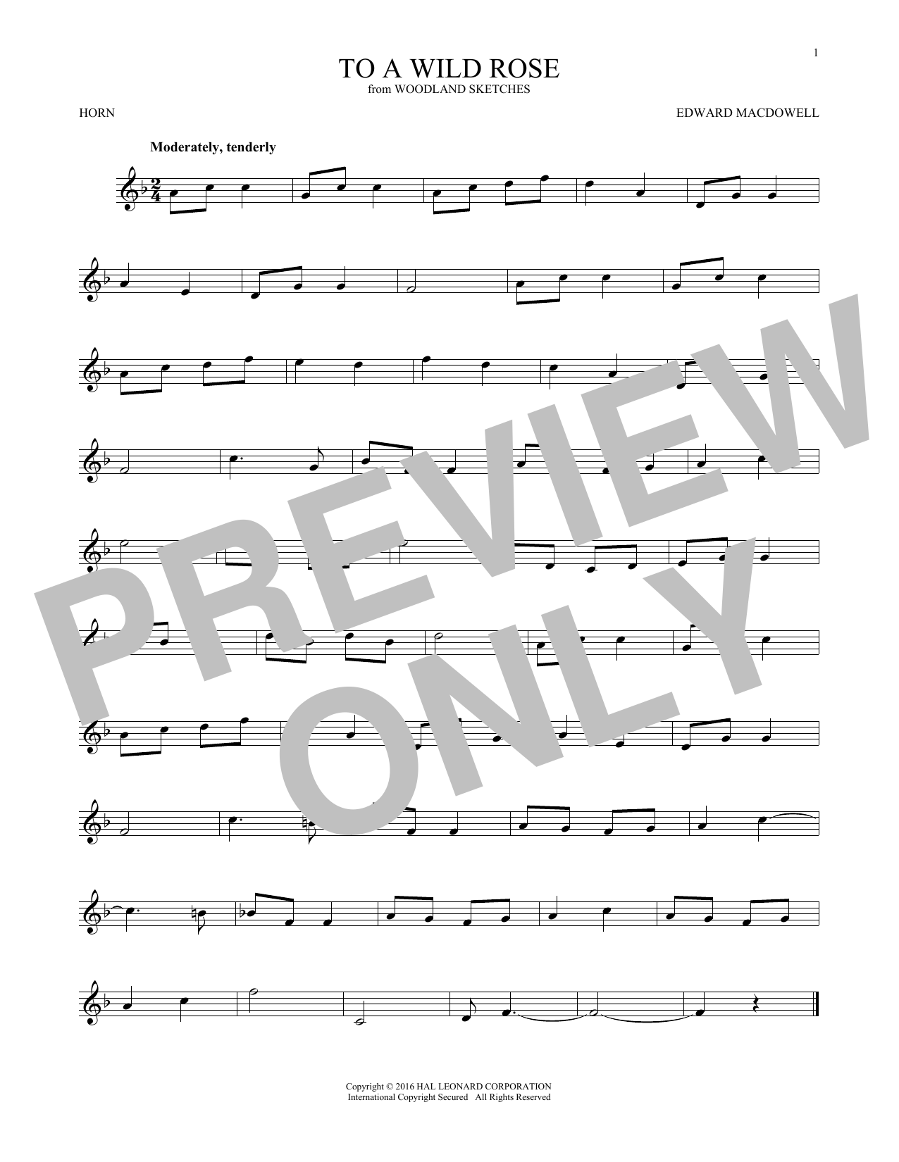 Produktgalerie: Seite 1 von 1 To A Wild Rose, Op. 51, No. 1, Edward MacDowell, Horn