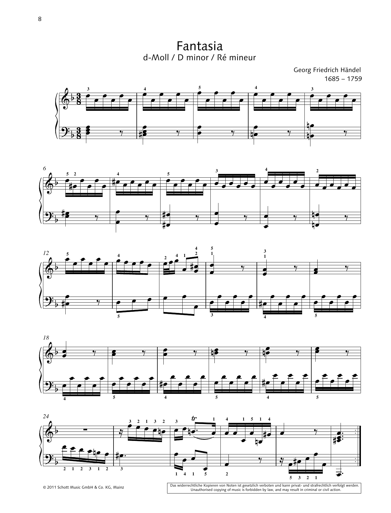 Product gallery: Page 1 of 1 Fantasia D minor, George Frideric Handel