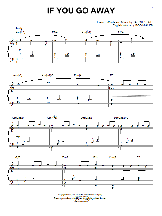 Produktbild zu: If You Go Away [Jazz version] (arr. Brent Edstrom)