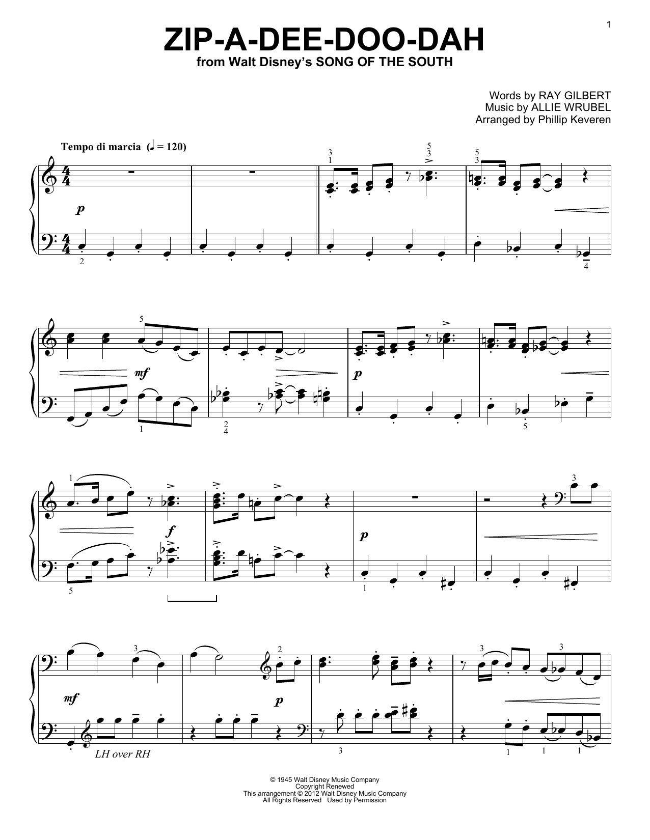 Product gallery: Page 1 of 1 Zip-A-Dee-Doo-Dah (from Song Of The South) [Classical version] (arr. Phillip Keveren), James Baskett