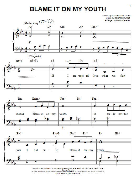 Product picture to: Blame It On My Youth (arr. Phillip Keveren)