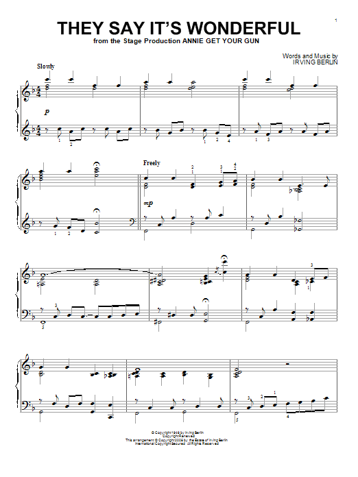 Product gallery: Page 1 of 1 They Say It's Wonderful, Irving Berlin