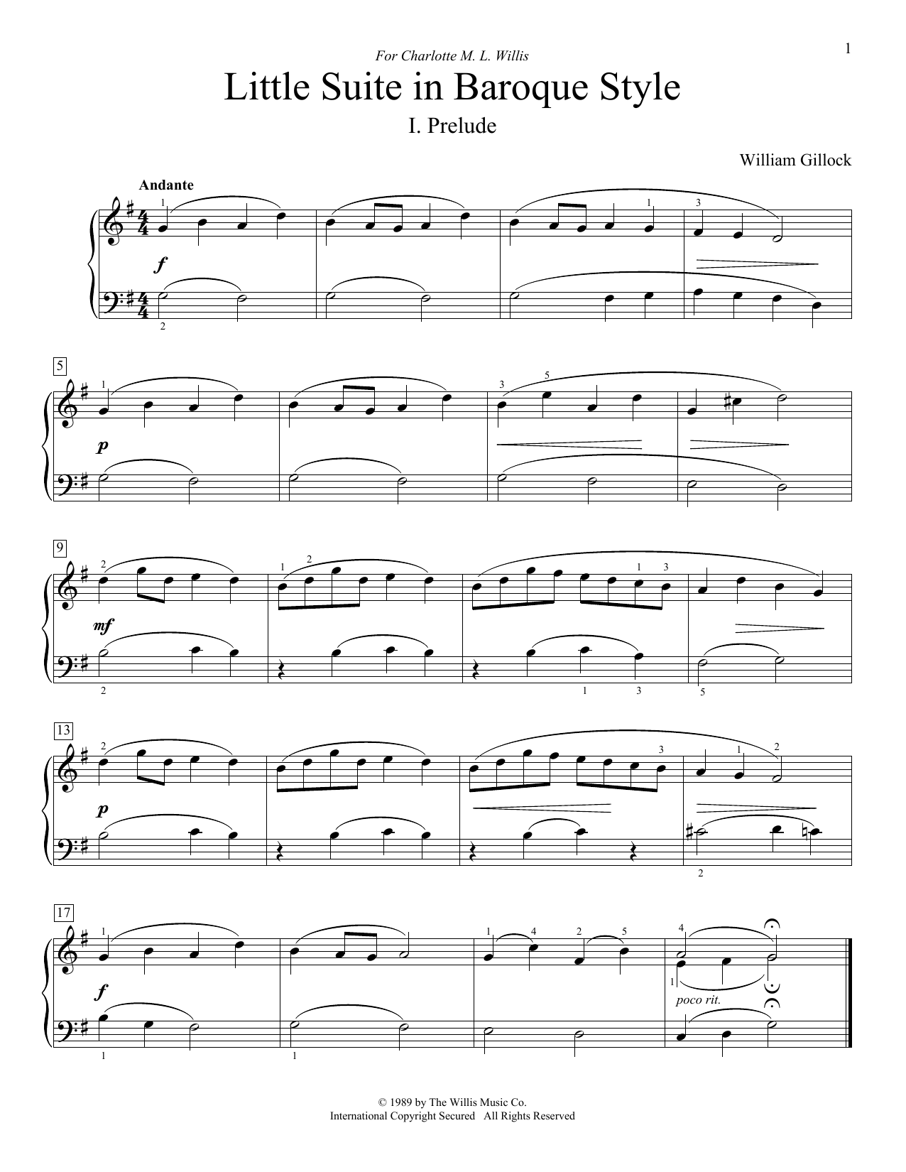 Produktgalerie: Seite 1 von 1 Little Suite In Baroque Style, William Gillock, Klavier