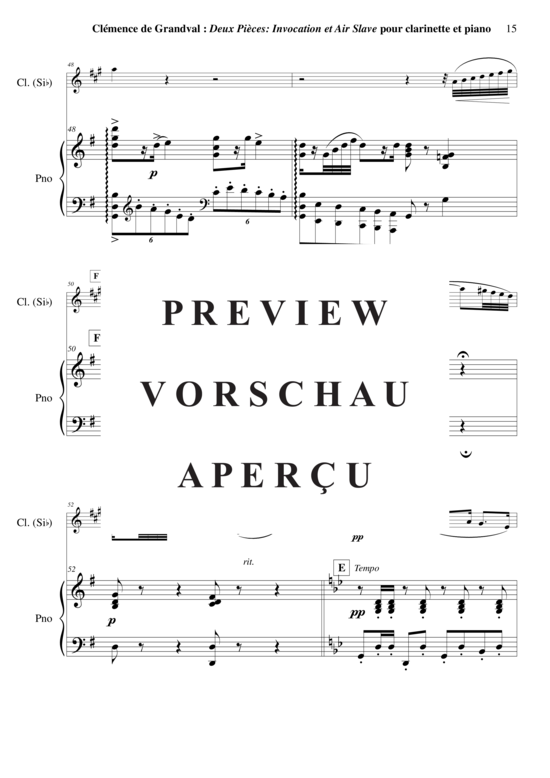 Product gallery: Page 16 of 21 Deux Pièces : Invocation et Air Slave , , (clarinet in Bb + piano)