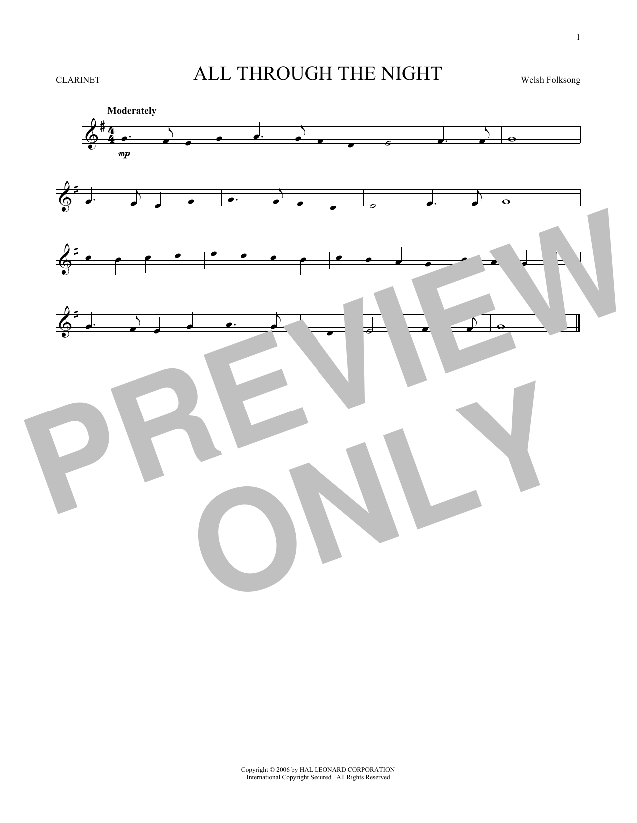 Product gallery: Page 1 of 1 All Through The Night, Welsh Folksong