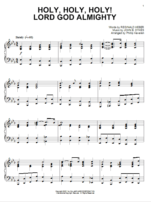 Product gallery: Page 1 of 1 Holy, Holy, Holy! Lord God Almighty [Classical version] (arr. Phillip Keveren), Reginald Heber