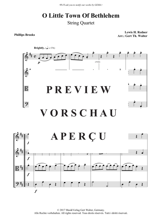 Produktgalerie: Seite 2 von 3 O Little Town Of Bethlehem , , (Streicherquartett)