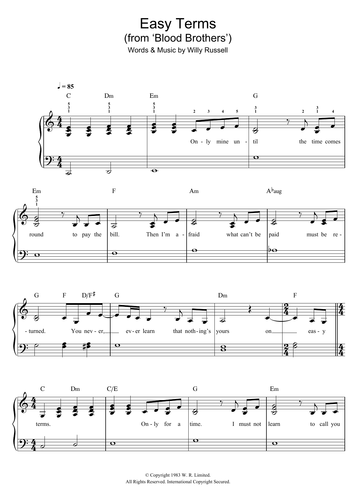 Produktbild zu: Easy Terms (from Blood Brothers)