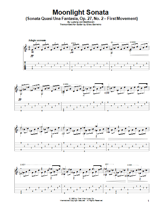 Product picture to: Moonlight Sonata (Sonata Quasi Una Fantasia, Op. 27, No. 2 - First Movement) (arr. Elias Barreiro)
