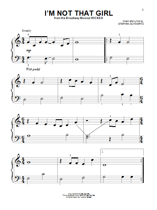 Produktgalerie: Seite 1 von 1 I'm Not That Girl (from Wicked), Stephen Schwartz, Klavier