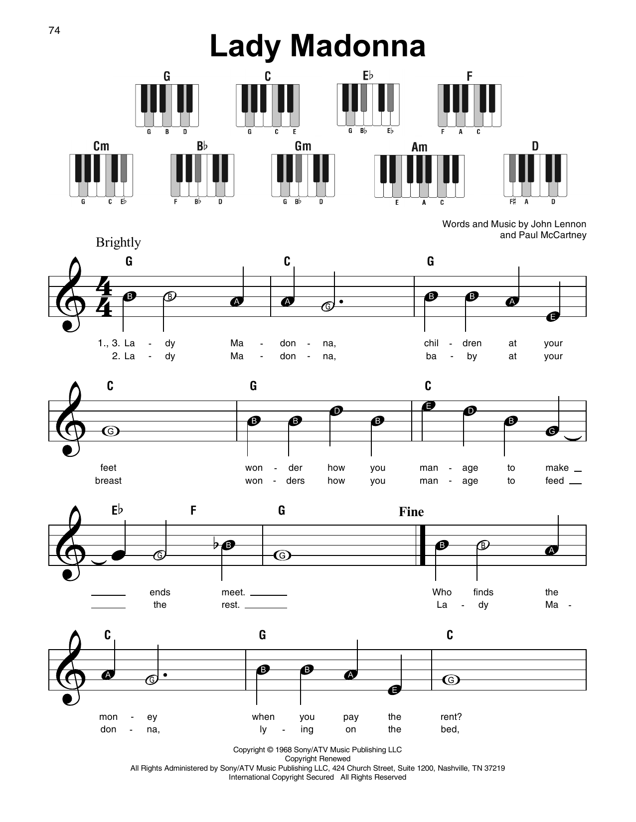 Produktgalerie: Seite 1 von 1 Lady Madonna, The Beatles, Klavier
