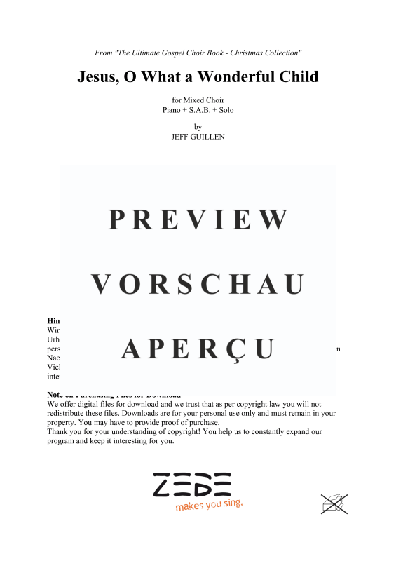 gallery: Jesus, O What a Wonderful Child, , Gemischter Chor SAB, Solo und Klavier