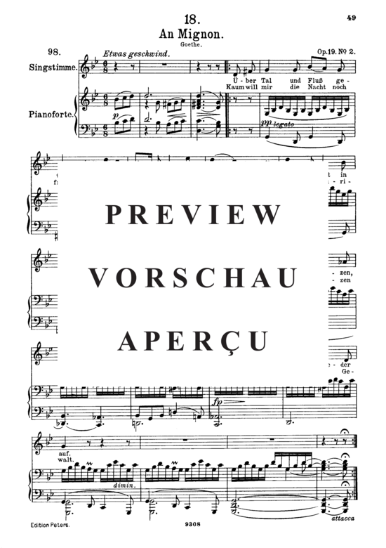 Product gallery: Page 2 of 4 An Mignon D.161 Über Tal und Fluß, , High Voice and Piano