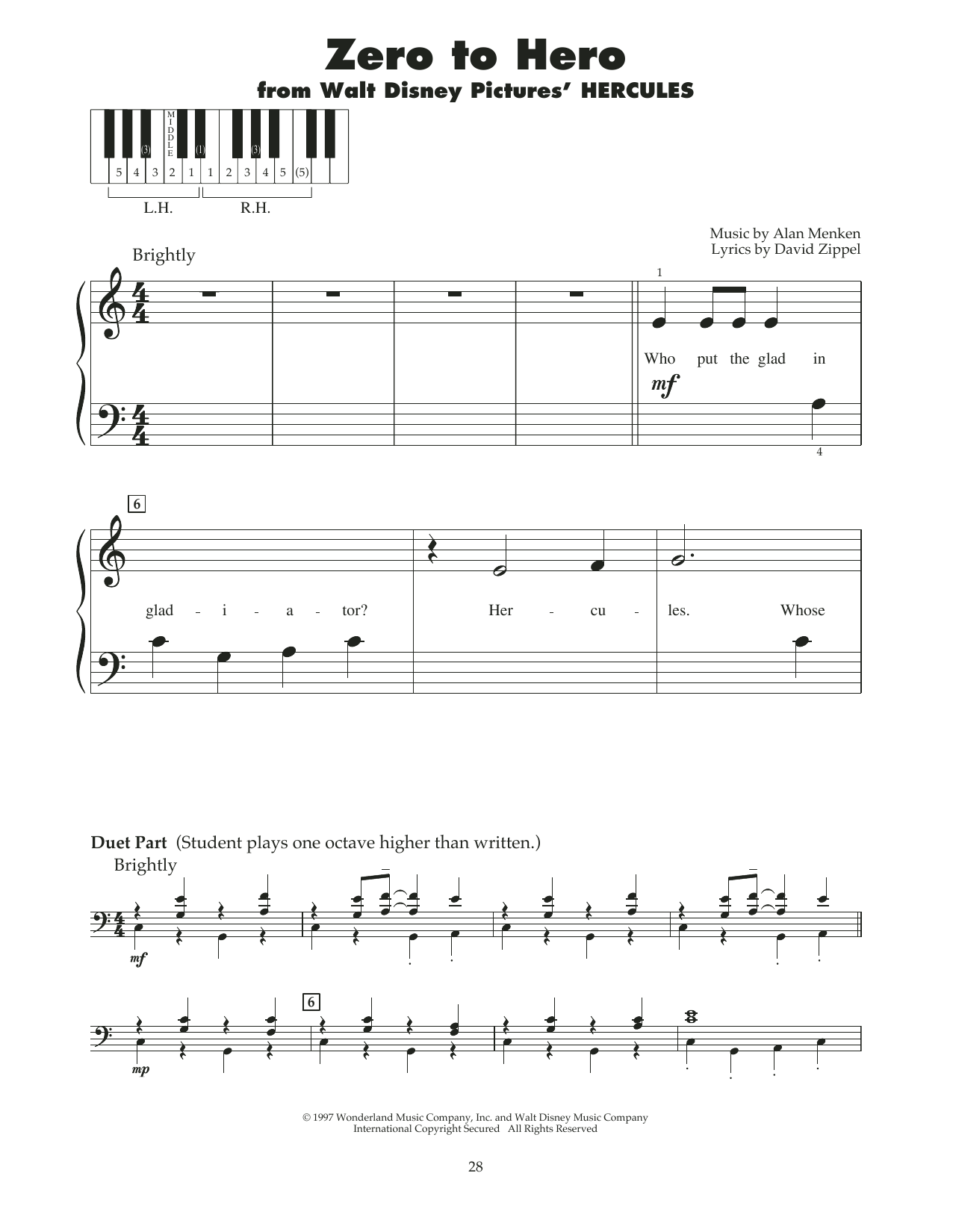 Product gallery: Page 1 of 1 Zero To Hero (from Hercules), Alan Menken & David Zippel