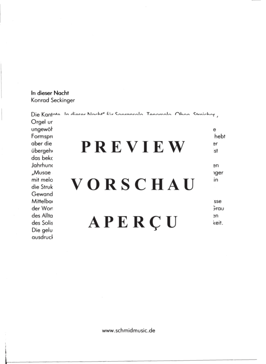 Product gallery: Page 3 of 21 In dieser Nacht , , (soprano, tenor, oboe, strings, choir + organ)