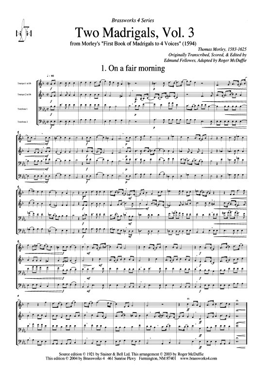 Produktbild zu: Zwei Madrigale Vol. 3Thomas Morley