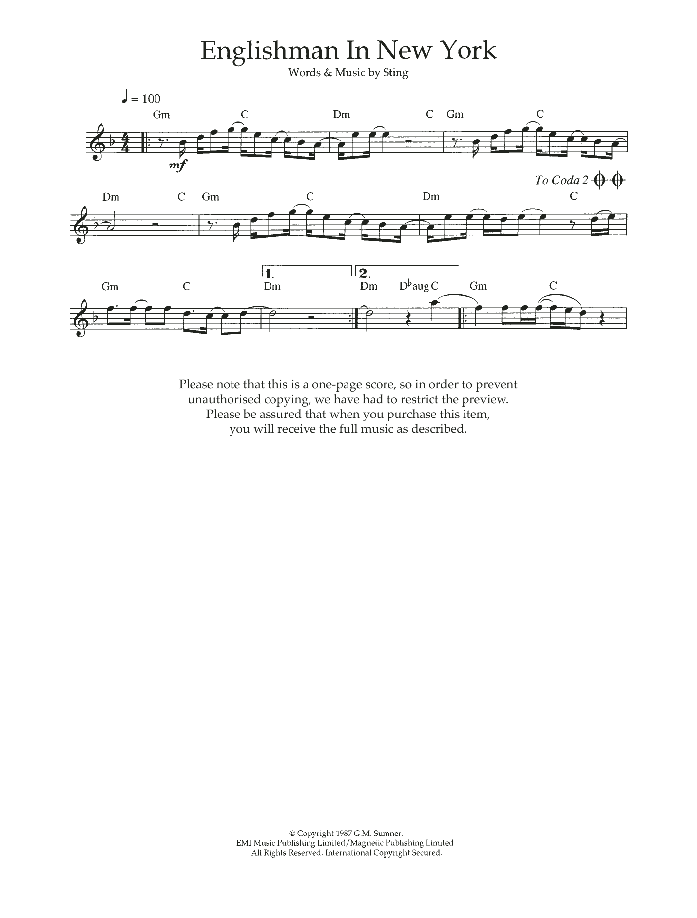 Product gallery: Page 1 of 1 Englishman In New York, Sting