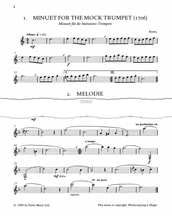 Product gallery: Page 1 of 1 Minuet For The Mock Trumpet, Anonymous