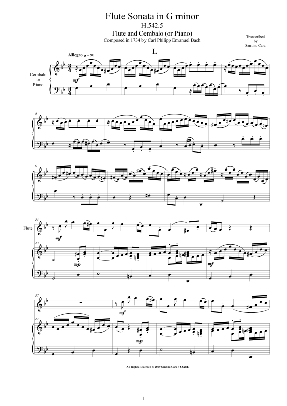 Product picture to: Flute Sonata in G-Moll H542.5Carl Philipp Emanuel Bach