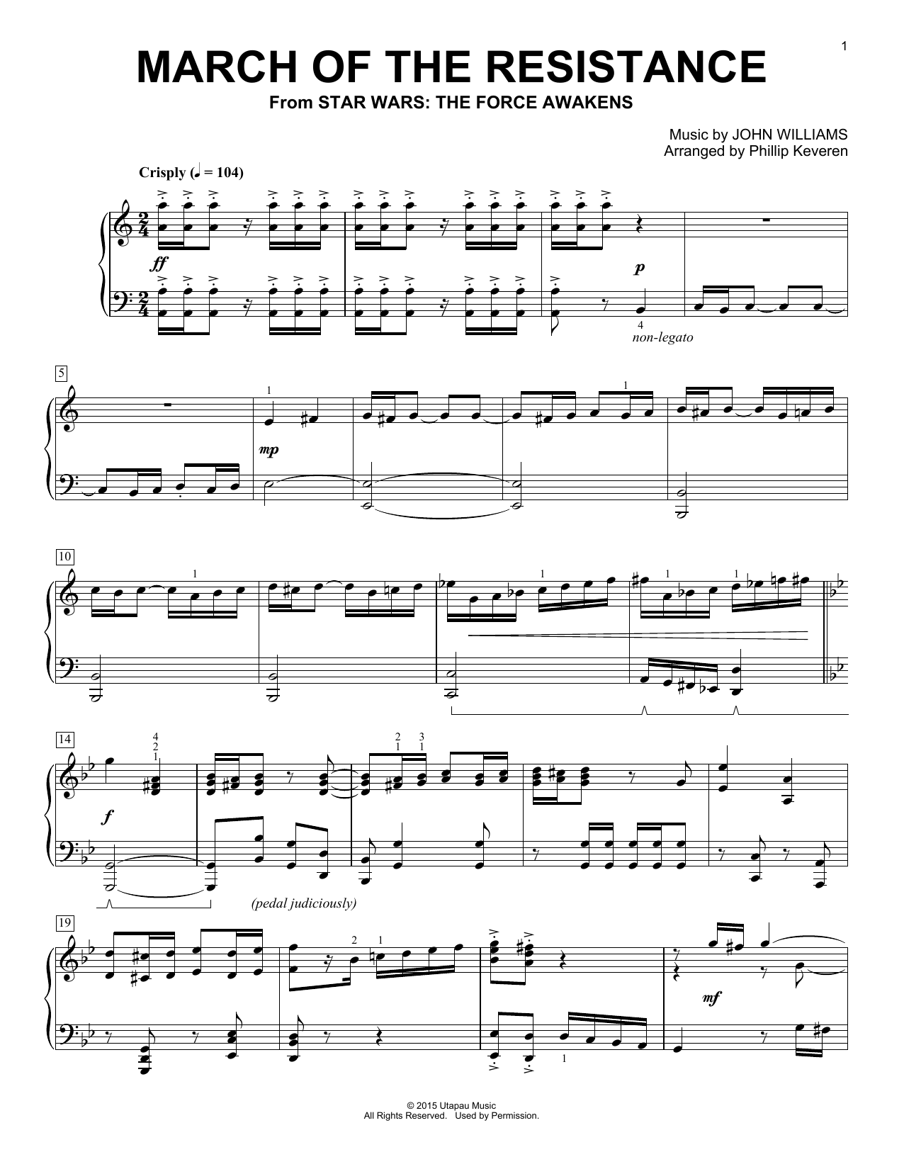 Product gallery: Page 1 of 1 March Of The Resistance (arr. Phillip Keveren), John Williams