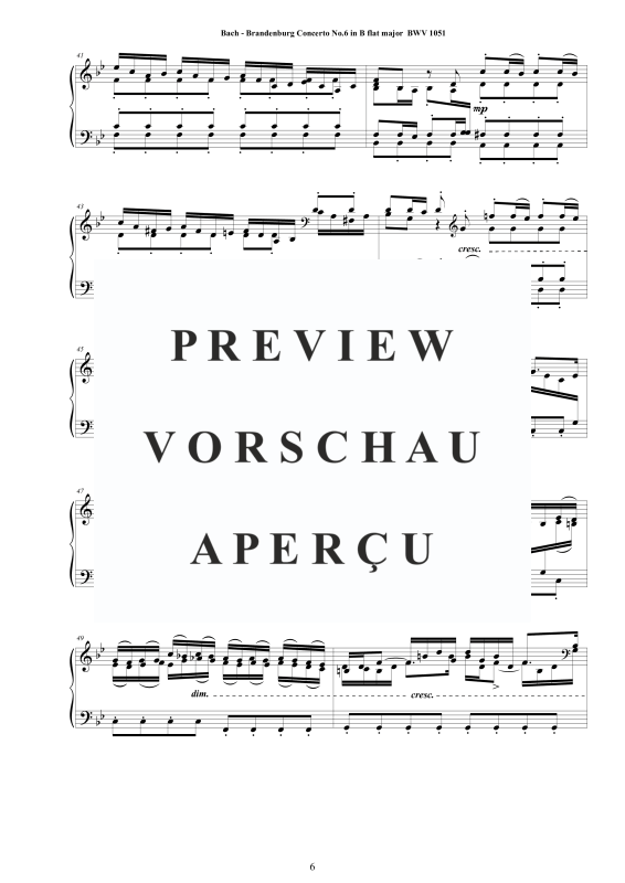 Product gallery: Page 7 of 11 Brandenburg Concerto No. 6 in B flat major BWV 1051, , Solo Piano