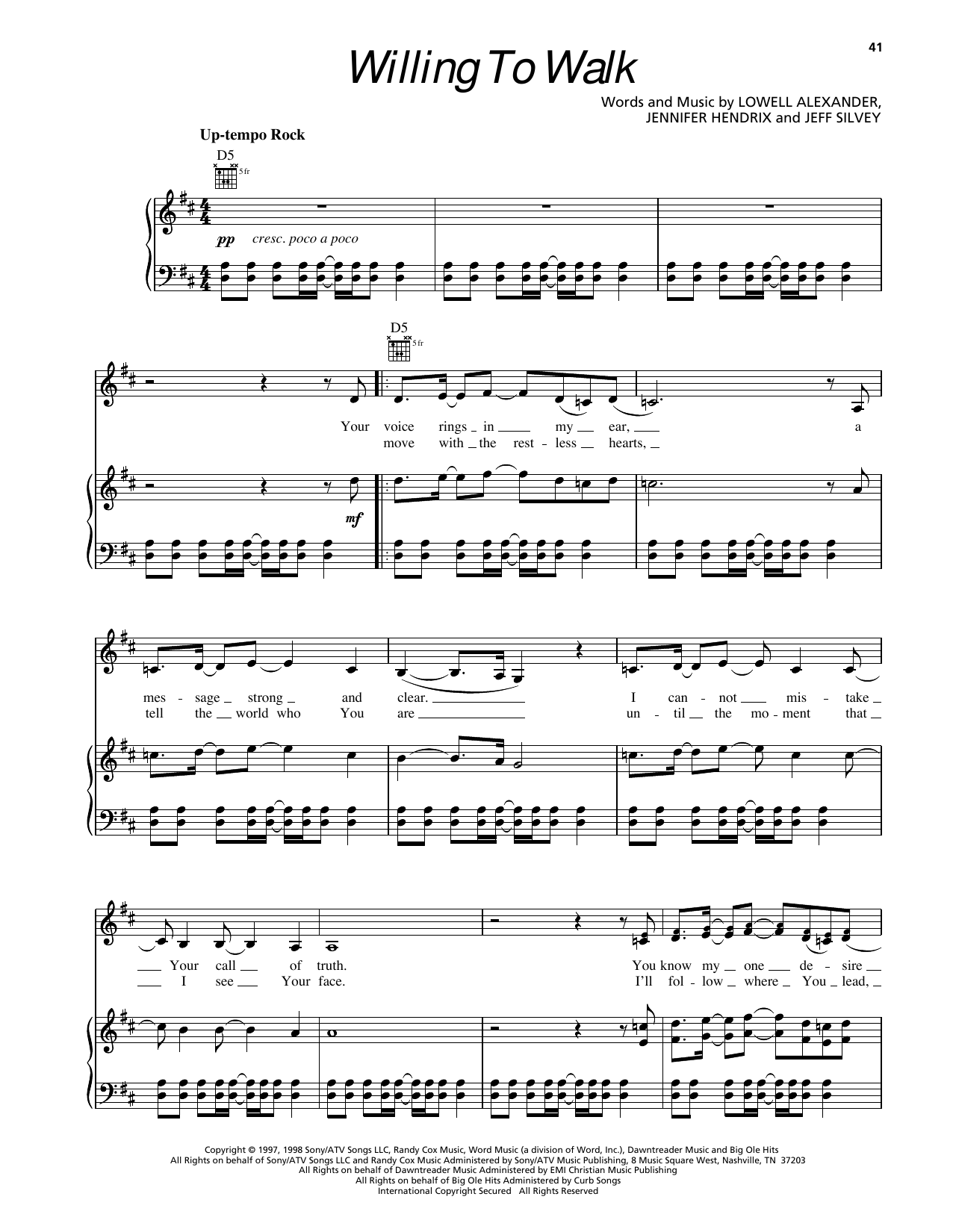Produktgalerie: Seite 1 von 1 Willing To Walk, Sierra, Gesang, Gitarre, Klavier
