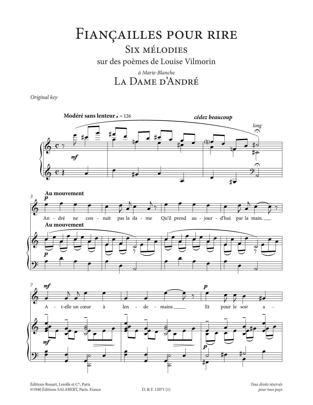 Produktbild zu: La Dame d'André (High Voice)