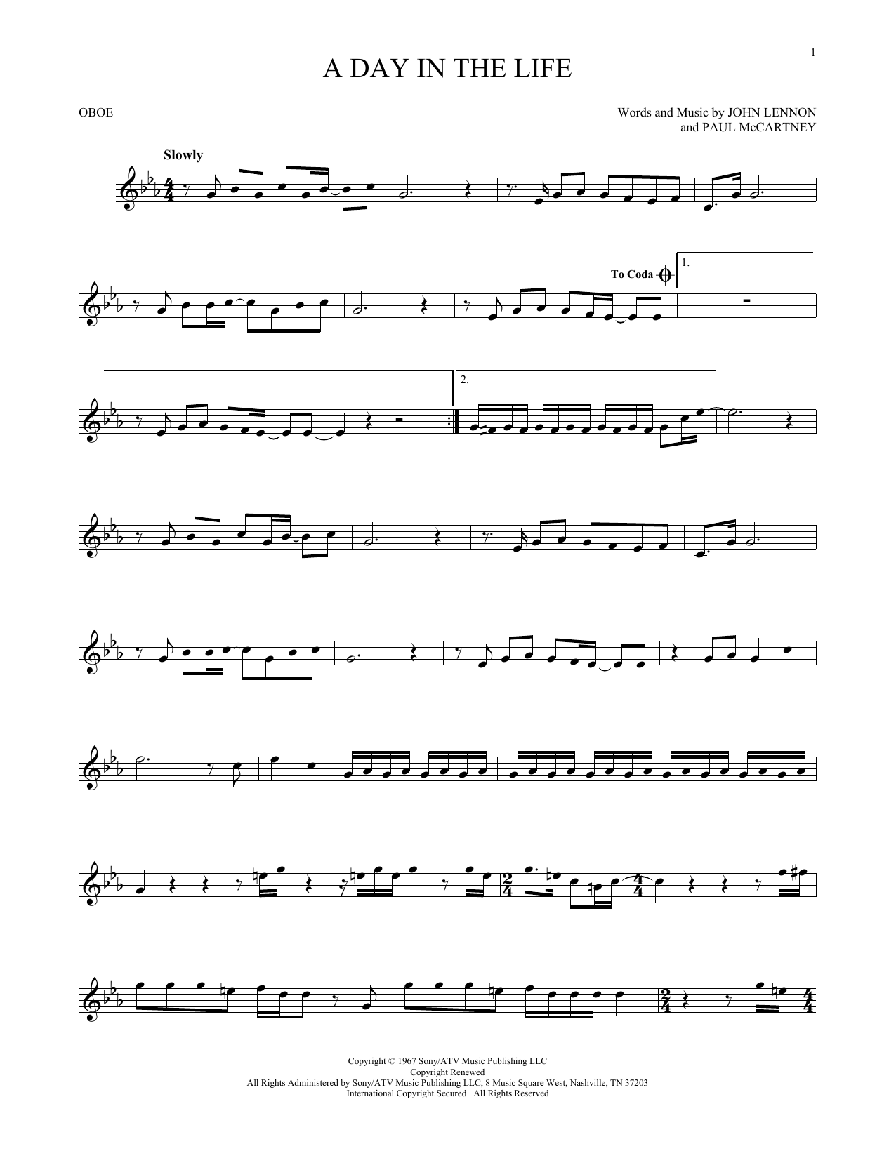 Produktgalerie: Seite 1 von 1 A Day In The Life, The Beatles, Oboe