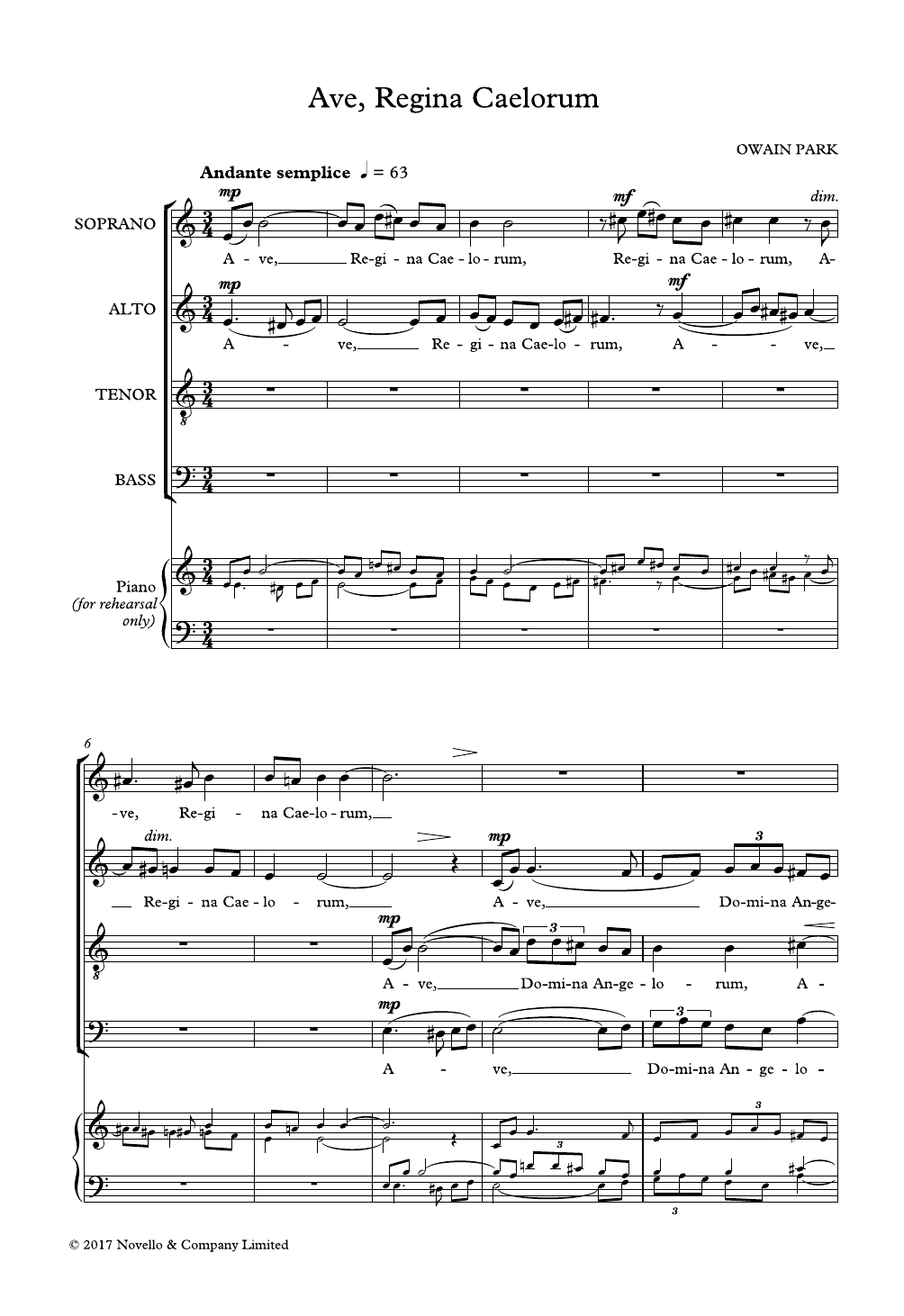 Produktbild zu:  Ave Regina Caelorum - Owain Park