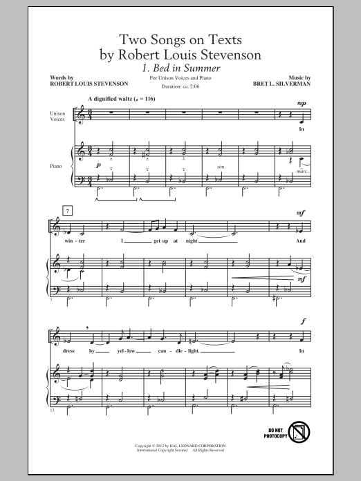 Produktbild zu: Two Songs On Texts By Robert Louis Stevenson