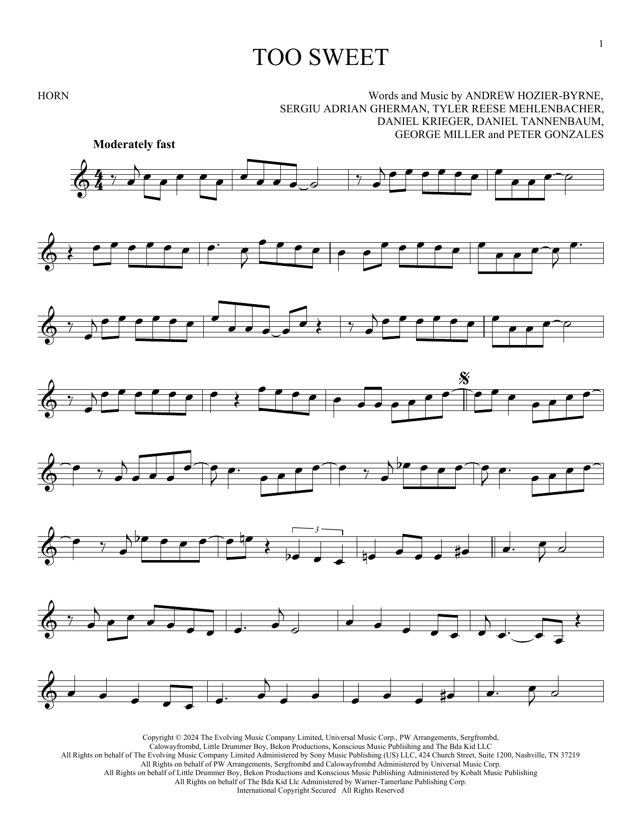 Produktgalerie: Seite 1 von 1 Too Sweet, Hozier, Horn