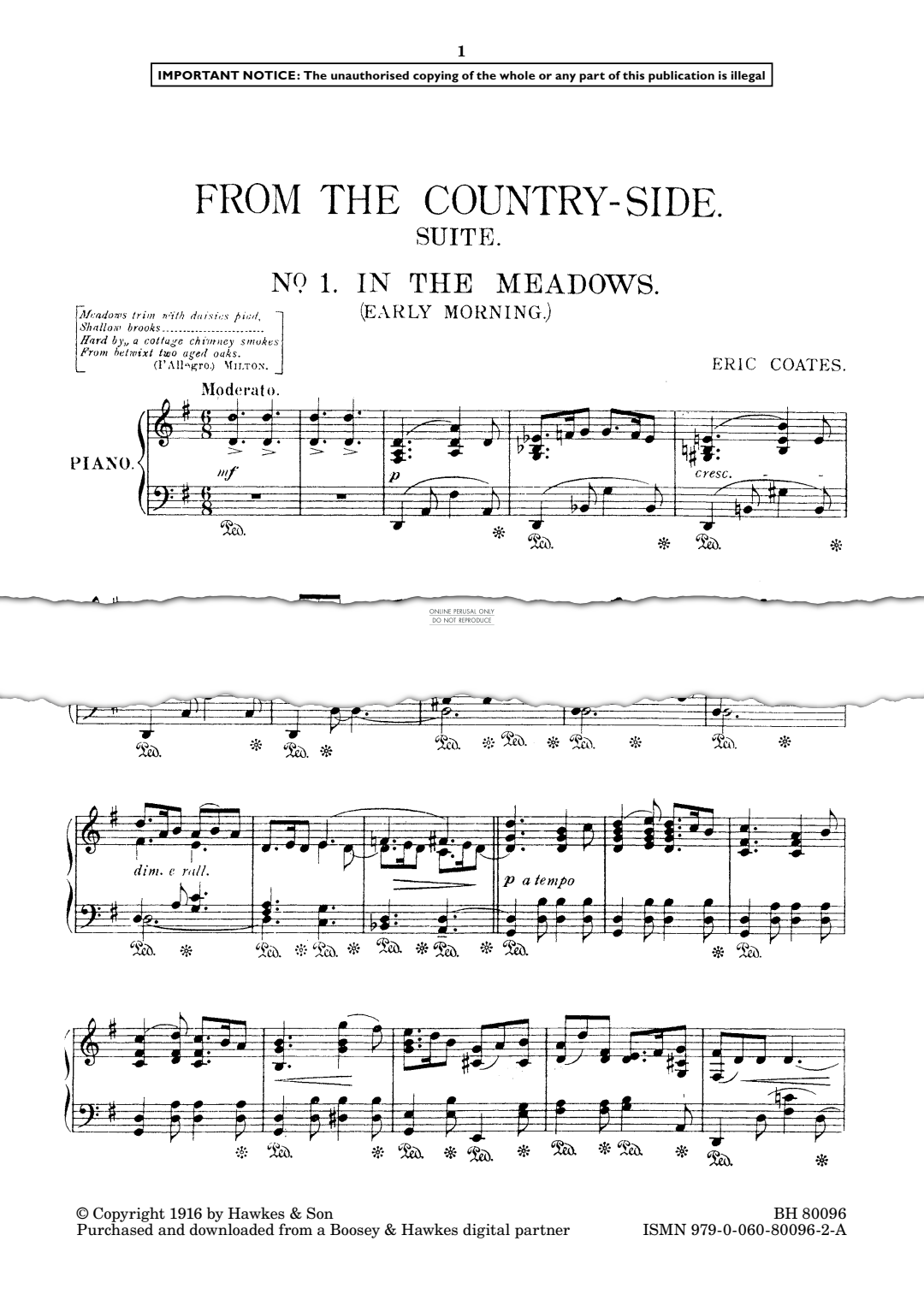 Produktgalerie: Seite 1 von 1 In The Meadows (From the Countryside, No.1), Eric Coates, Klavier