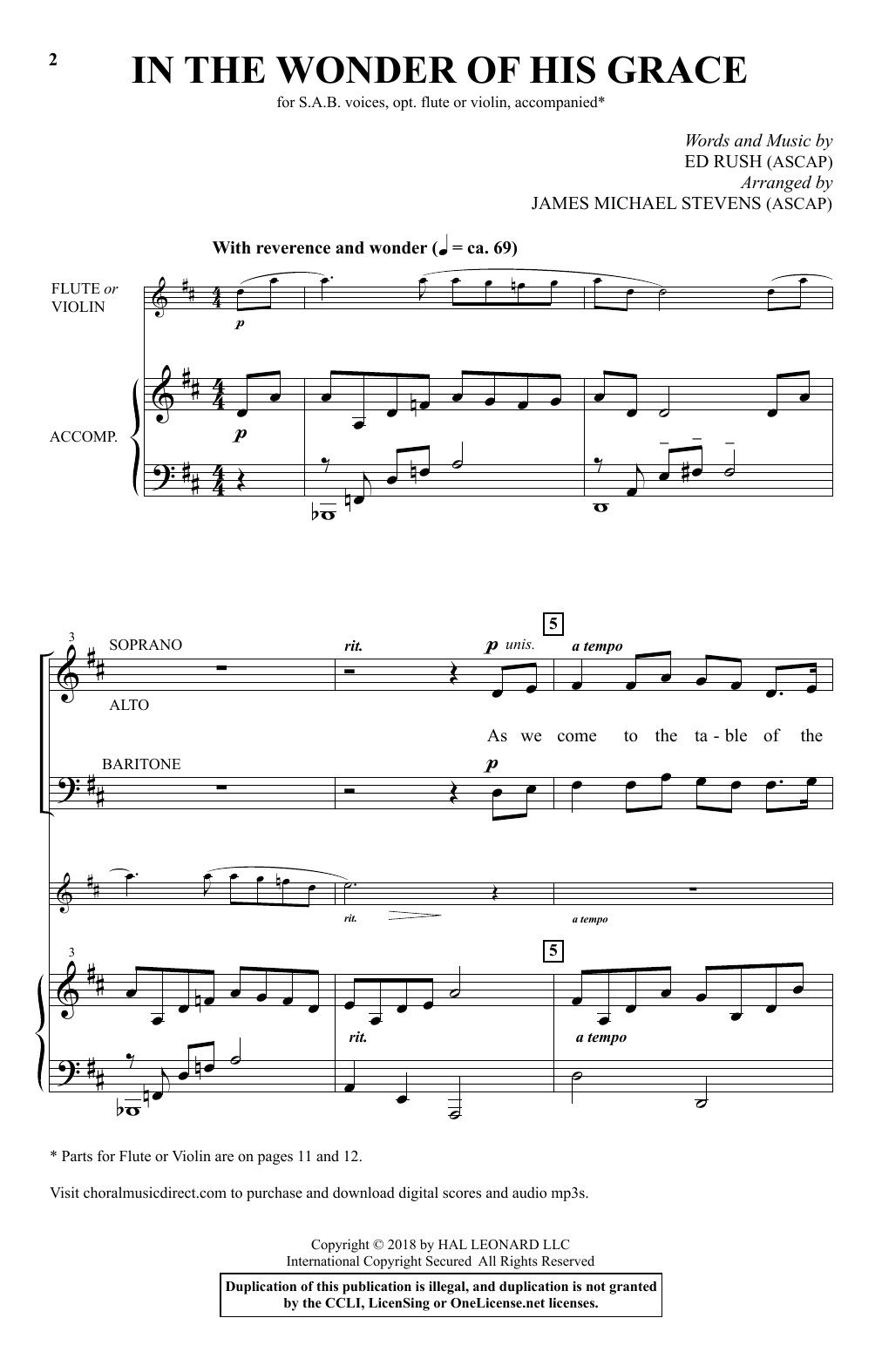 Product picture to: In The Wonder Of His Grace (arr. James Michael Stevens)