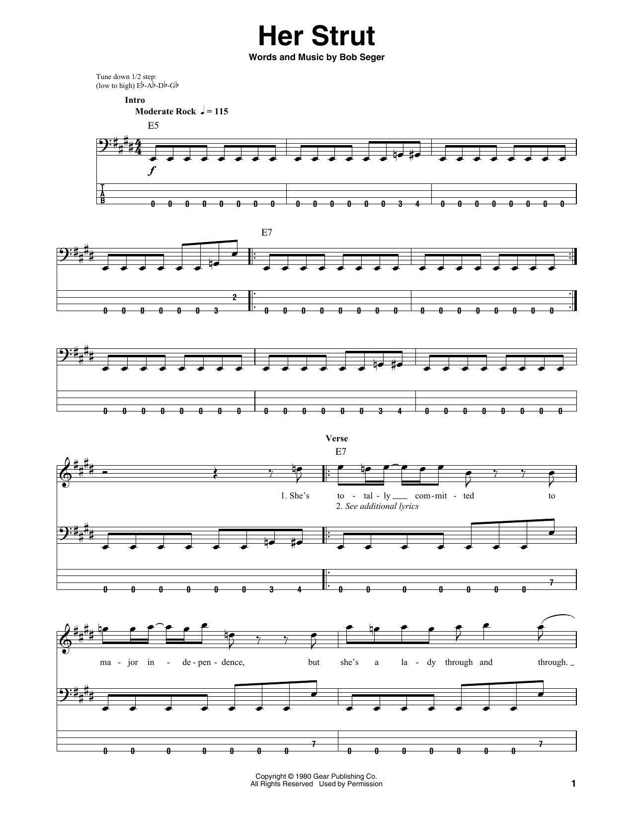 Produktgalerie: Seite 1 von 1 Her Strut, Bob Seger, E-Bass