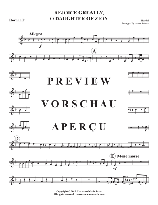 Produktgalerie: Seite 14 von 19 Rejoice Greatly, Daughter of Zion , , (Blechbläser Quintett)