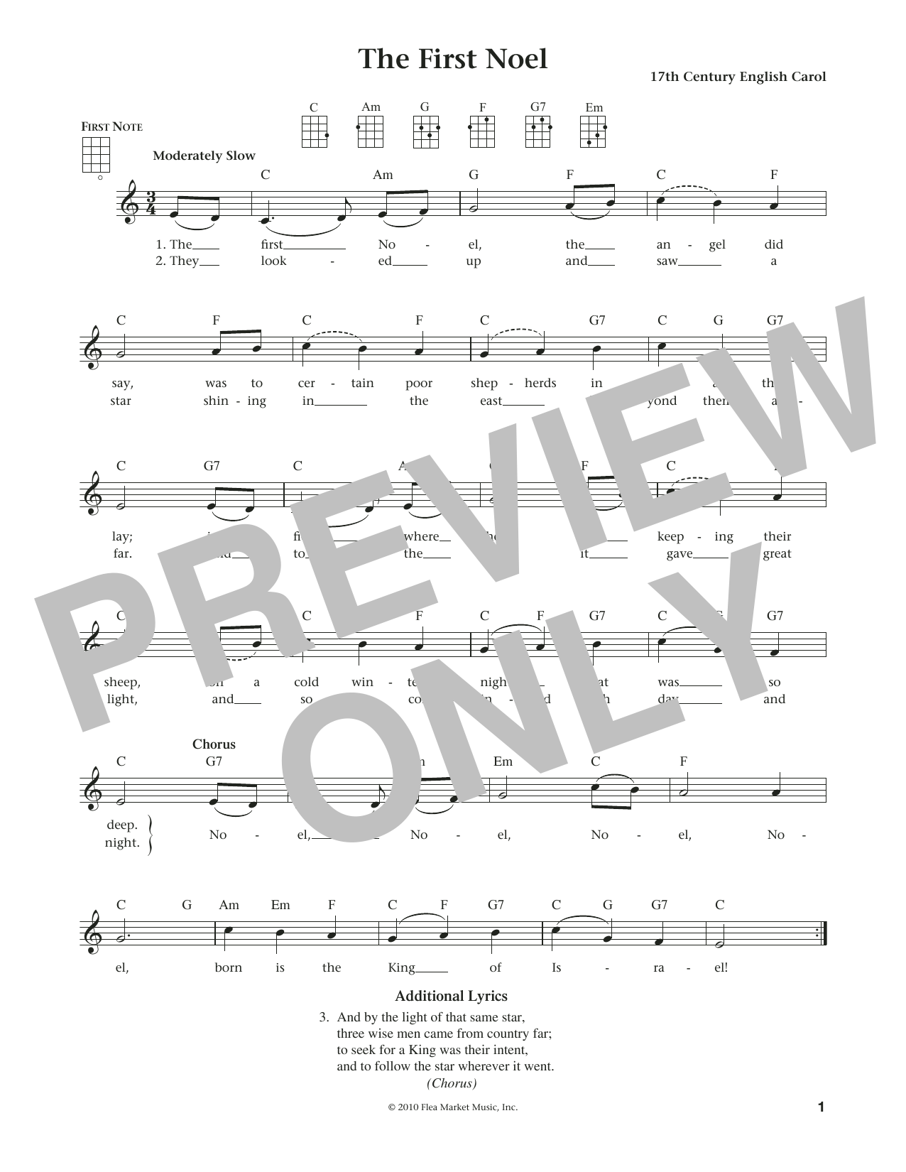 Product gallery: Page 1 of 1 The First Noel (from The Daily Ukulele) (arr. Liz and Jim Beloff), 17th Century English Carol