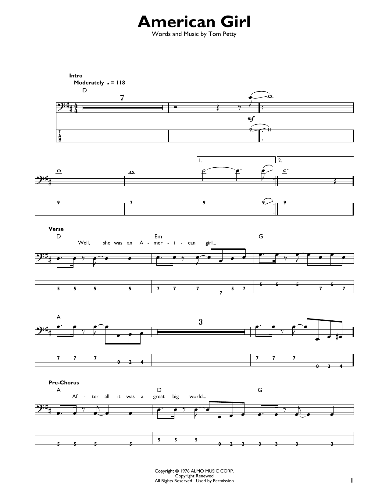 Produktgalerie: Seite 1 von 1 American Girl, Tom Petty, E-Bass, Gitarre