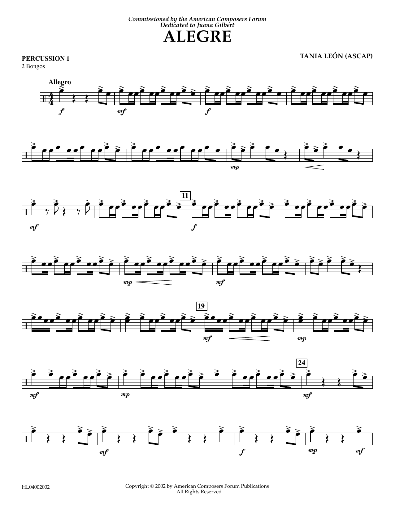 Produktgalerie: Seite 1 von 1 Alegre - Percussion 1, Tania Leon, Ensemble
