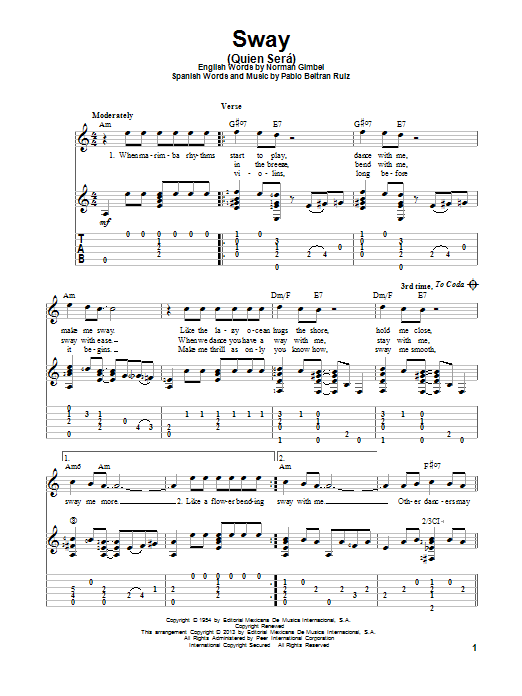 Produktgalerie: Seite 1 von 1 Sway (Quien Sera), Dean Martin, Gitarre
