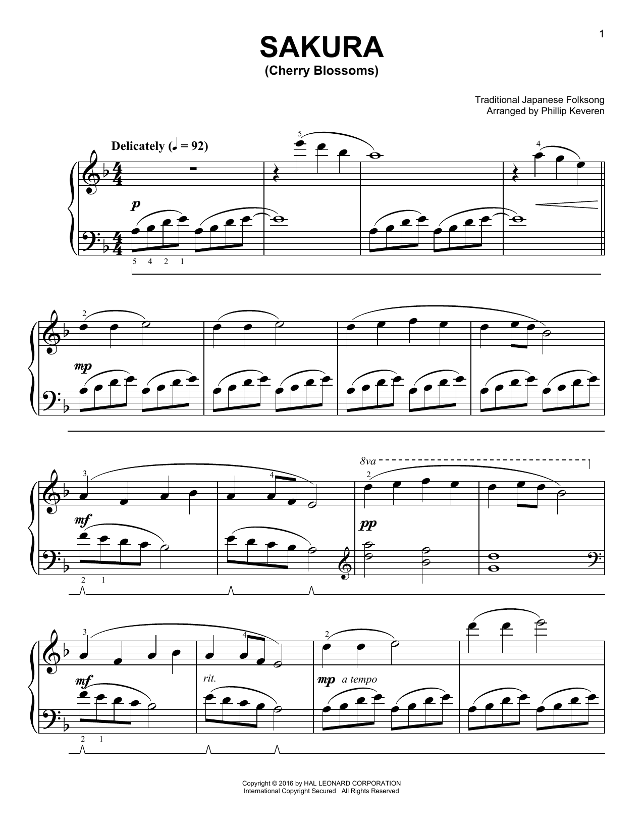 Produktgalerie: Seite 1 von 1 Sakura (Cherry Blossoms), Trad. Japanese Folk Song, Klavier
