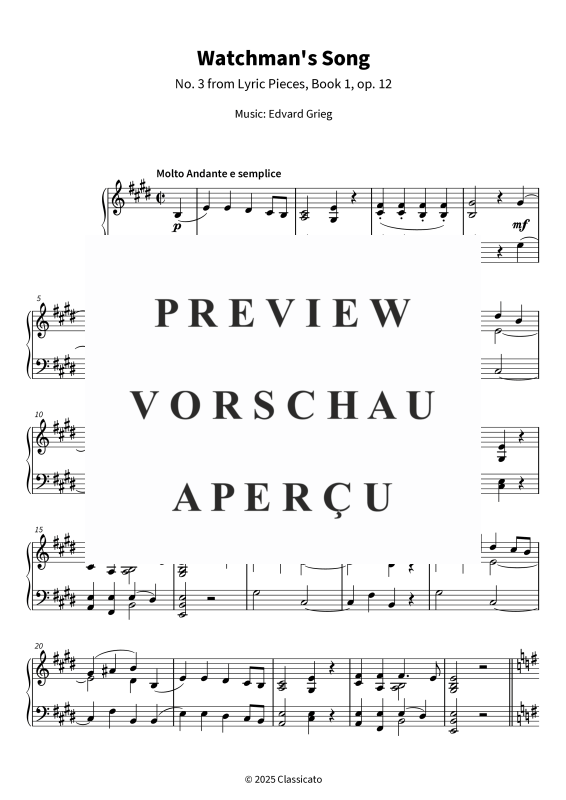 Product gallery: Page 5 of 6 Watchman´s Song - No. 3 from Lyric Pieces, Book 1, op. 12, , Piano Solo