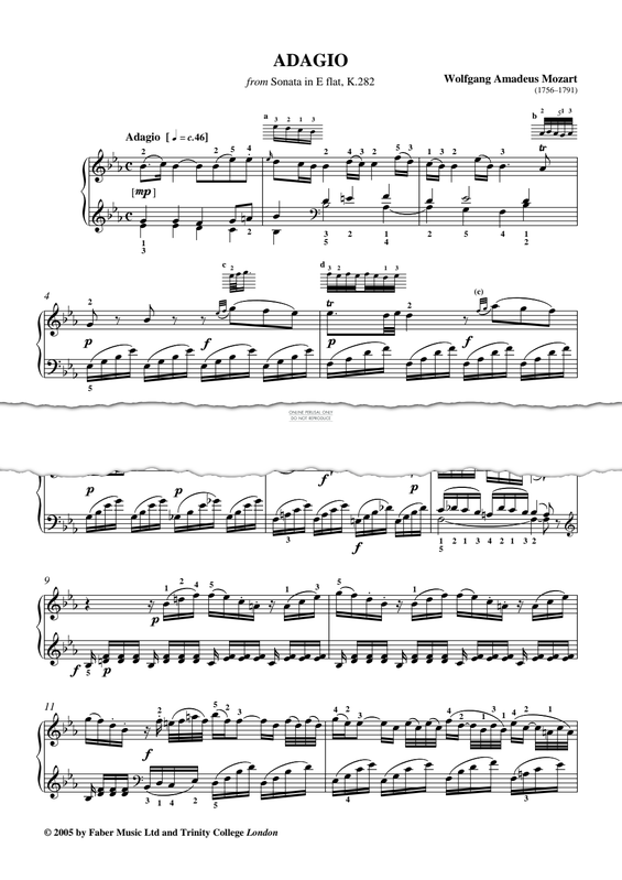 Produktgalerie: Seite 1 von 1 Adagio from Sonata in E flat, K.282, Wolfgang Amadeus Mozart, Klavier