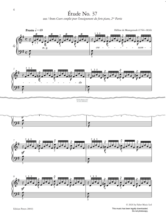 Produktgalerie: Seite 1 von 1 Étude No. 37, Hélène de Montgeroult, Klavier