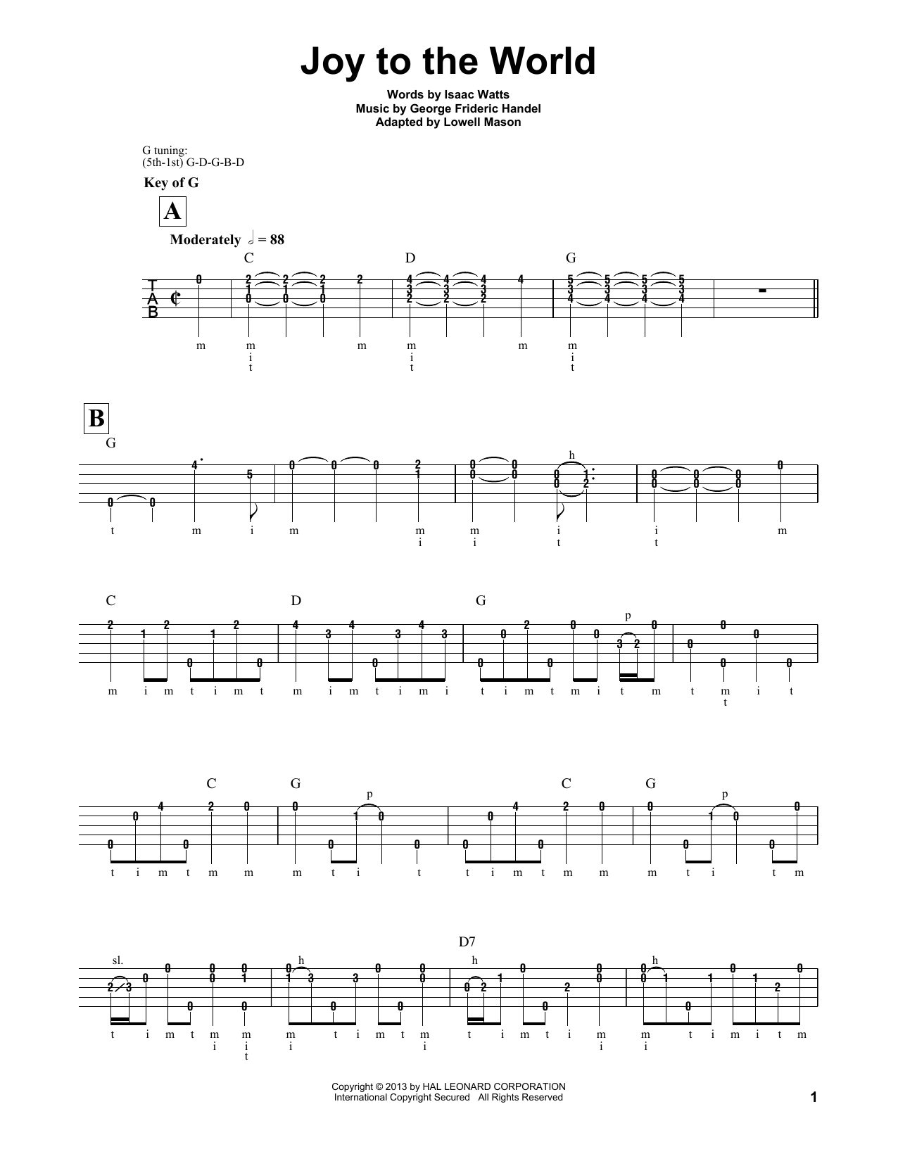 Produktgalerie: Seite 1 von 1 Joy To The World, George Frideric Handel, Banjo